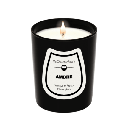 Bougie parfumee ambre 190g verre noir