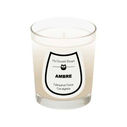 Bougie parfumee ambre 190g verre transparent