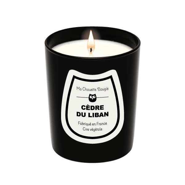 Bougie parfumee cèdre du Liban 190g verre noir