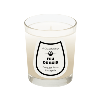 Bougie parfumee feu de bois 190g verre transparent