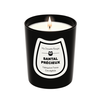 Bougie parfumee santal précieux 190g verre noir