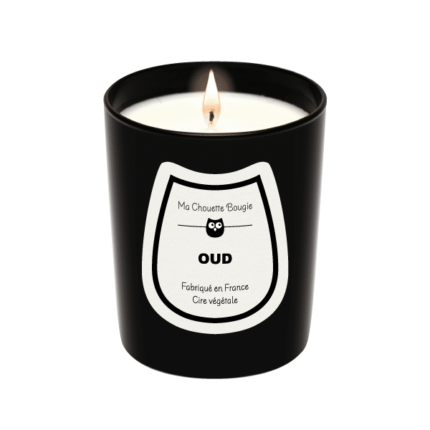 Bougie parfumee oud 190g verre noir